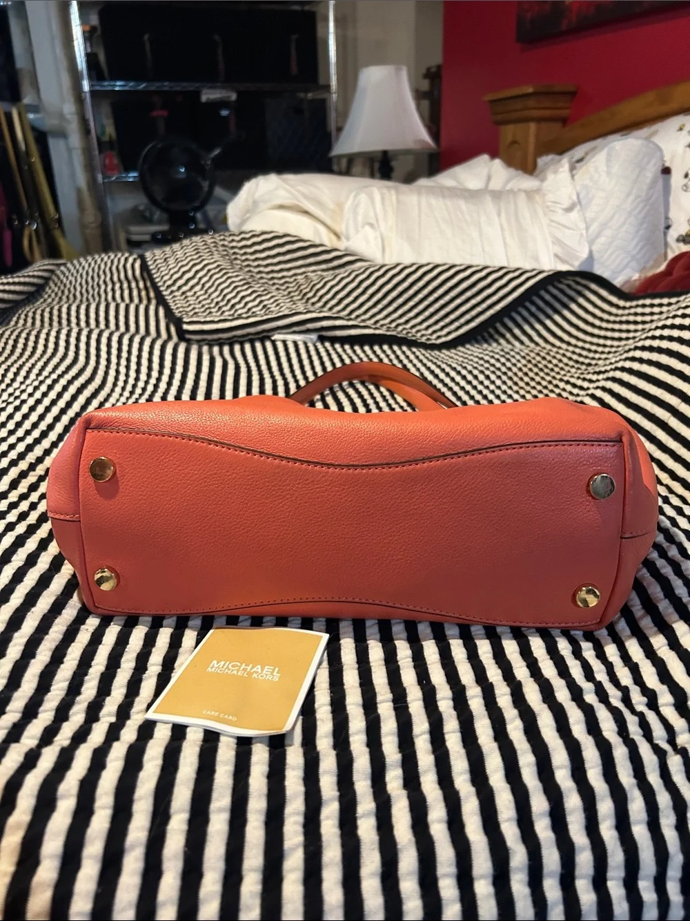 Michael Kors Coral-Peach Leather Shoulder Bag